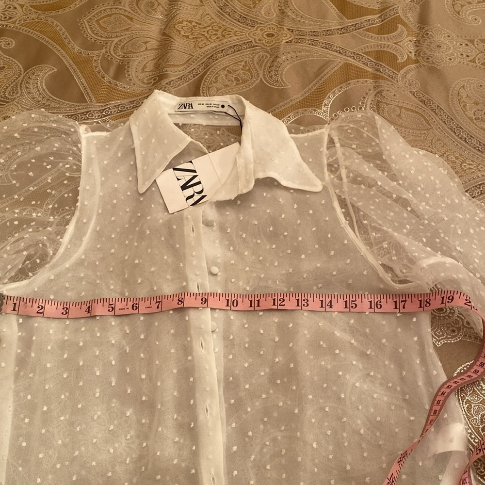 Zara white organza blouse with full sleeves - Picture 12 of 12